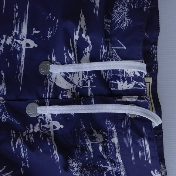 ROBINSON LES BAINS Paris French‎ lined beach resort preppy swim trunks Size M - Picture 3 of 7